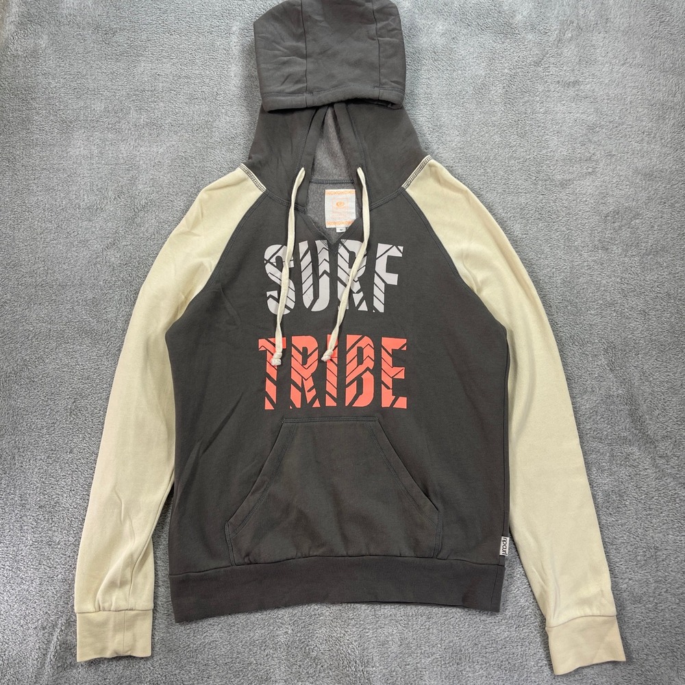 Rip Curl Hoodie Women M Gray Surf Tribe Pullover Raglan Long Sleeve